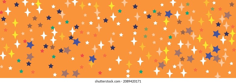 Azure Bright Red Orange Yellow Vibrant Print Background. Pastel Chaotic Blue Turquoise Sea Lavender Green Violet Sky Wallpaper. Multicolor Colorful Indigo Stars White Pink Vivid Stars Pattern.