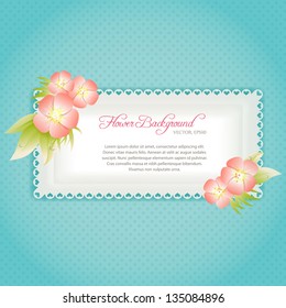 Azure card template with flowers in pastel colors