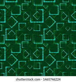 Azure carved squares and frames for abstract green background or pattern. Excellent mood of openwork and carved squares and frames in the maze.