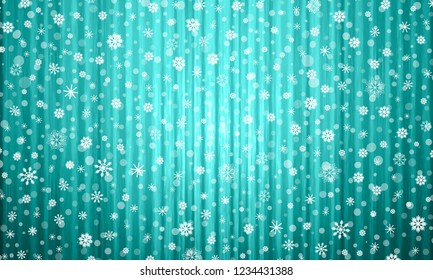 Azure Christmas lights Holiday New year Abstract Glitter background with Snowflakes and vertical stripes Christmas glowing Banner 