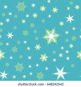 Azure Color Print Vector stars background seamless design
