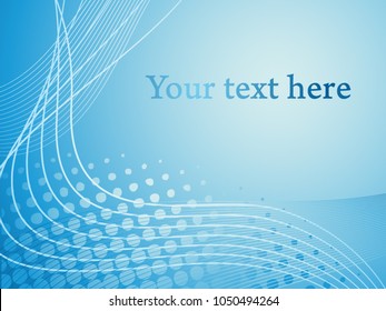 Azure horizontal background with abstract swirl lines and dots. Vector corporate cover concept with text space.