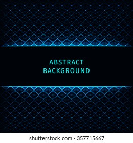 Azure lights abstract geometric shape on dark background