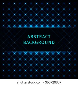 Azure lights abstract geometric shape on dark background