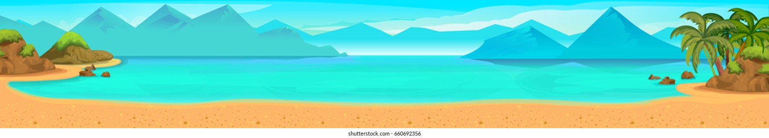 Azure ocean beach panorama for your banner on website, poster or game,