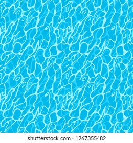 Azure Seamless Pattern with Shining Water Surface. Vector Sea Ripple. Abstract Blue Waves Background