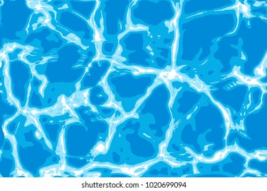 Azure Shining Water Surface Seamless Pattern. Vector Sea Ripple. Water background