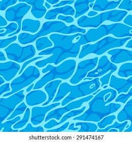 Azure Shining Water Surface Seamless Pattern. Vector Sea Ripple. Abstract Blue Waves Background. 