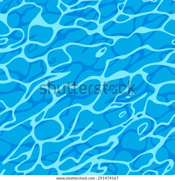 蔚蓝闪亮的水面无缝图案 矢量海波纹 抽象蓝波背景 库存矢量图 免版税
