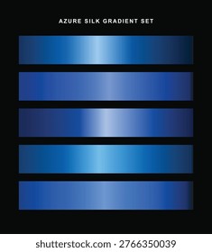 Azure silk metallic gradient vector set featuring five horizontal blue color palette bars on a solid black background.