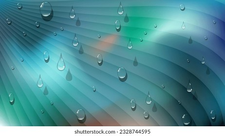 Azure spotted striped background. Drops of transparent liquid on a monochrome surface. Template for your projects. Vector.