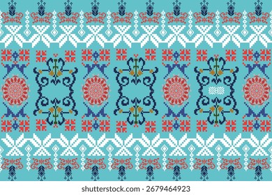 Azure Tapestry: Ornamental Rhythm pattern seamless