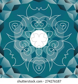 Azure vector design in orient style.  Round Ornament Pattern. Vintage decorative elements. Hand Drawn background. Islamic, Arabic, Indian, Asian, Ottoman Motifs.
