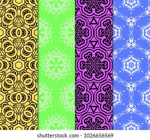 Azuro Geometric Patterns. Set. Vector illustration. Idea fod design, wallpaper, fashion, textile