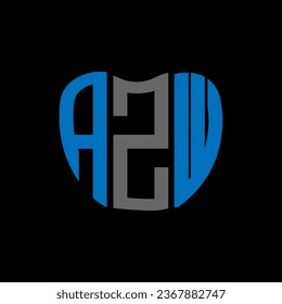 Diseño creativo del logo de la carta de AZW. Diseño único de AZW.
