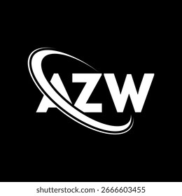 Logotipo da AZW. Projeto do logotipo da letra AZW. Logotipo inicial AZW ligado ao círculo e ao monograma em maiúsculas. AZW tipografia para tecnologia, negócios e marca imobiliária.