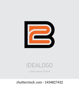 B and 2 initial logo. B2 initial monogram logotype. 2B - design element or icon. Vector.