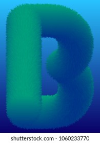 "B" 3D Fur Effect Typographic Icon On Color Background. Graphic Font For Your Design Background. Design Concept For Graphic, Banners, Presentations, Wallpaper. Vector Illustration.  Eps10