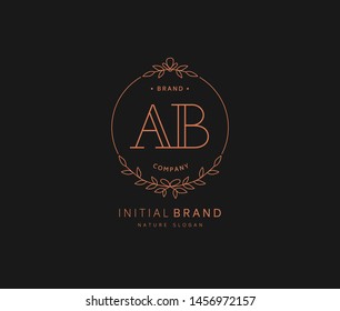 A B AB Beauty vector initial logo, handwriting logo of initial signature, wedding, fashion, jewerly, boutique, floral and botanical with creative template for any company or business.
