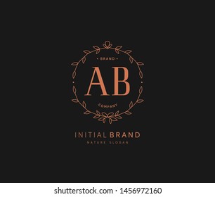 A B AB Beauty vector initial logo, handwriting logo of initial signature, wedding, fashion, jewerly, boutique, floral and botanical with creative template for any company or business.