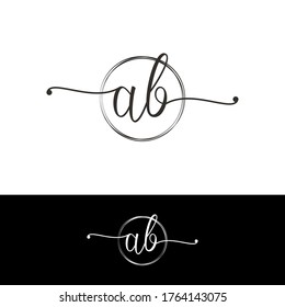 Un vector de logotipo de escritura a mano inicial B AB. Grabado manual para diseños
