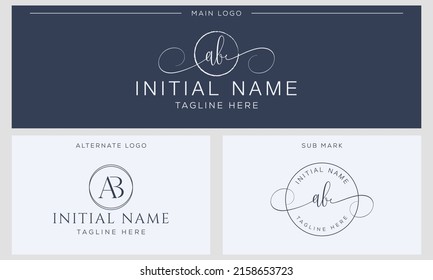 A B AB Initial handwriting signature logo template vector. Hand lettering for designs