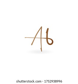 A B ab initial letter handwriting logo design template