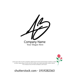 A B AB Initial letter handwriting and signature logo. Beauty vector initial logo .Fashion, boutique, floral and botanical