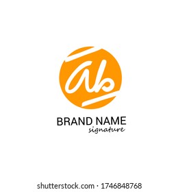 a b ab initial logo handwriting template vector