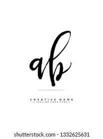 A B AB initial logo signature vector. Handwriting concept logo.