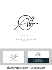 A B AB initial logo signature template vector. Handwriting concept logo.