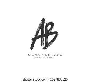 A B AB Initial signature handwriting or handwritten logo for identity. Logo with hand drawn style.