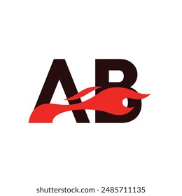 A B AB logo monogram with fire shape combination vector template, Graphic Alphabet Symbol for Corporate Business Identity