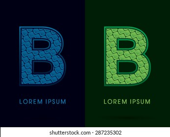 B, Abstract Font, Text, Typography, concept luxury natural blue and green, pattern, graphic vector