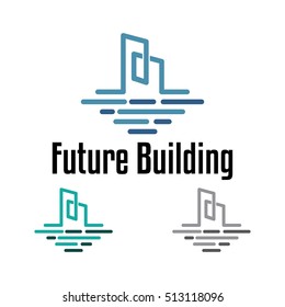 B - Abstract Future Building Line Art Outline Logo
