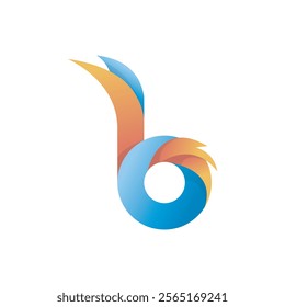 B abstract gradient letter logo