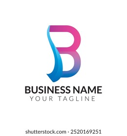  B abstrato moderno minimalista tipografia 3d carta colorido logotipo modelo de design