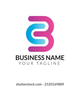 B abstract modern minimalist typography 3d colorful letter logo design template