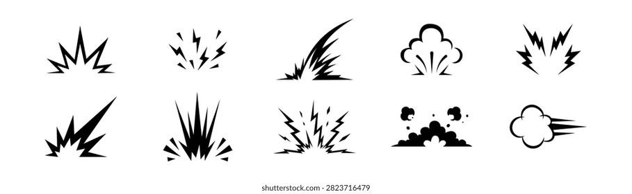 B ack Explosion and Blast Icons Collection – Comic Impact Burst Vector Pack,eps10
