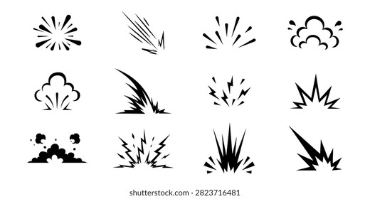 B ack Explosion and Blast Icons Collection – Comic Impact Burst Vector Pack,eps10