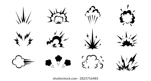 B ack Explosion and Blast Icons Collection – Comic Impact Burst Vector Pack,eps10