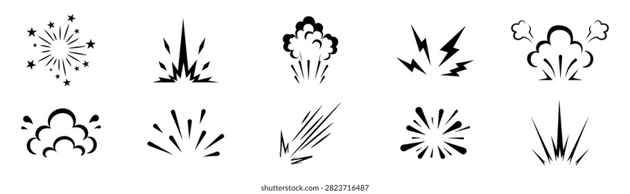 B ack Explosion and Blast Icons Collection – Comic Impact Burst Vector Pack,eps10
