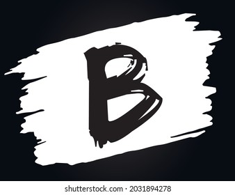 B - Alphabet with brush effect and black background.