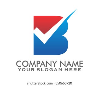 B alphabet check mark logo icon vector