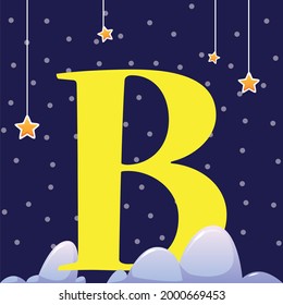 B - Alphabet with dark sky and stars 