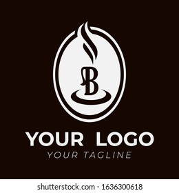 B ALPHABET INITIAL CIRCLE COFFEE LOGO TEMPLATE