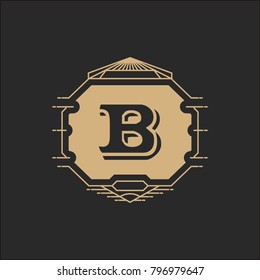 B Alphabet initials crest emblem logo