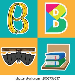 B alphabet for learning with three kinds of vocabulary examples.