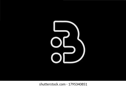 B alphabet letter logo icon with line. Black white color for business and company design