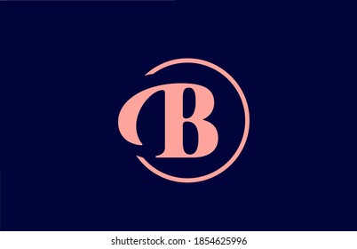 B alphabet letter logo icon in pink and blue colors. Elegant circle design for company and business
